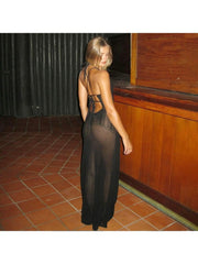 Hollow Out Backless Spaghetti Straps Maxi Dresses