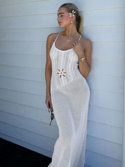 Hollow Out Backless Spaghetti Straps Maxi Dresses