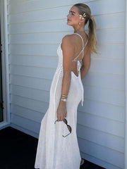 Hollow Out Backless Spaghetti Straps Maxi Dresses