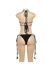 Halter Lace Up Backless Bikinis