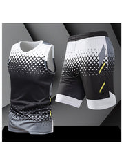 Colorblock Sleeveless Sporty Men's Short Suit