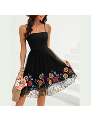 Flower High Rise A-line Sleeveless Dresses