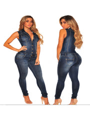 Sleeveless Denim Bodycon Jumpsuits