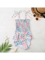 Tie-wrap Boat Neck Flared Swimsuits