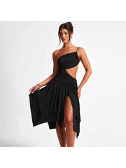 Irregular One-shoulder Backless Sleeveless Dresses