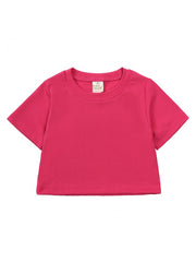 Solid Color Crewneck Loose Girl Clothing Sets