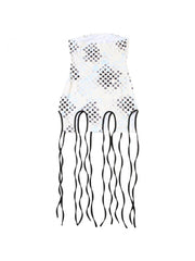 Lace Up Printed Strapless Mini Dress