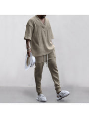 Solid Color Three-quarter Sleeve Loose Long Sets