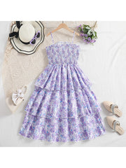 Flower Spaghetti Straps Princess Girl Dresses