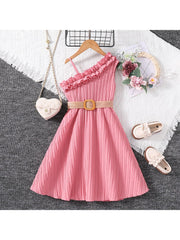 Solid Color Spaghetti Straps Princess Girl Dresses