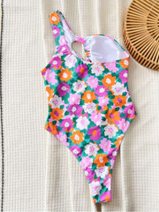 Flower Hollow-out One-shoulder One-Pieces Swimwear