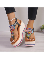 Colorblock Pattern Round Toe Sandals