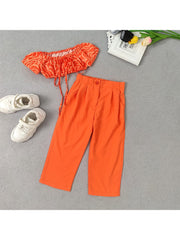 Colorblock High Rise Cropped Girl Clothing Sets