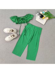 Colorblock High Rise Cropped Girl Clothing Sets