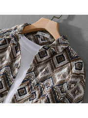 Geometric Pattern Cotton Cargo Shirts