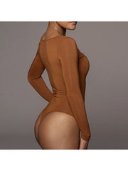 Square Neck Long Sleeve Bodycon Bodysuits