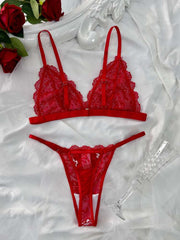 Flower Lace See Through Bra Sets