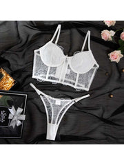 Bow Embroidery Lacework Bra Sets