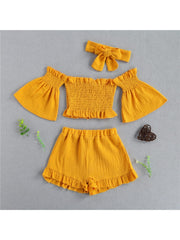 Stringy Selvedge Smocking Cropped Girl Clothing Sets
