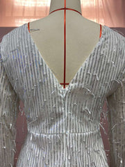 Patchwork Fringe Plunging Neckline Dress