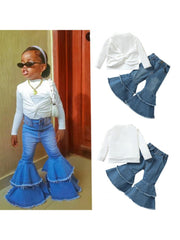 Layered Cotton Wrap Girl Clothing Sets
