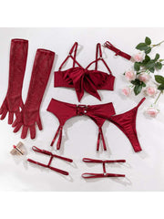 Hollow-out Spaghetti Straps Satin Sexual Sets