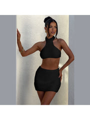 Lace Up High Rise Backless Skirt Sets