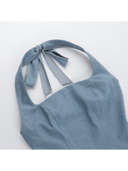 Patchwork Tie-wrap Mid-rise Sleeveless Dresses