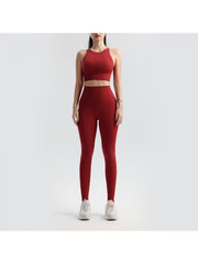 Solid Color High Rise Skinny Yoga Sets