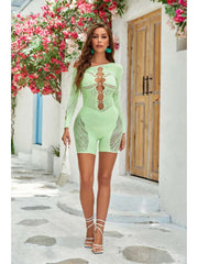 Inclined Shoulder See Through Rompers