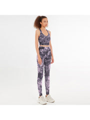 Abstract Printing Sleeveless High Rise Slim Yoga Sets