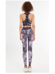 Abstract Printing Sleeveless High Rise Slim Yoga Sets