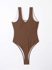 Solid Color Square Neck Fitted One-Pieces