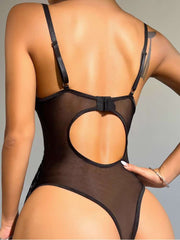 Hollow-out Spaghetti Straps Backless Sexual Bodysuit
