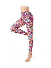 Multicolored Geometric Pattern High Rise Slim Leggings