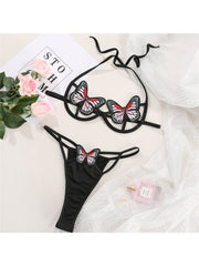 Butterfly Deco High Rise Backless Sexual Sets