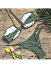 Solid Color Low Rise Fitted Bikinis