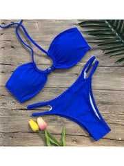 Solid Color Low Rise Fitted Bikinis