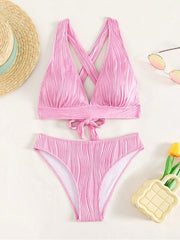 Solid Color Low Rise Fitted Bikinis