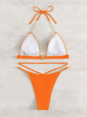 Solid Color Low Rise Fitted Bikinis