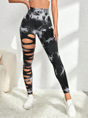 Tie Dye Hollow-out Ripped Leggings