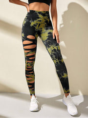 Tie Dye Hollow-out Ripped Leggings