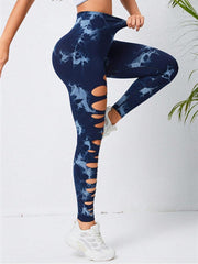 Tie Dye Hollow-out Ripped Leggings