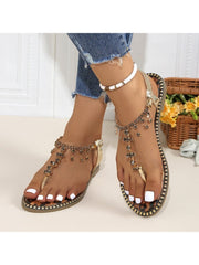 Leopard Fringe Flat Heel Sandals