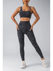 Leopard Asymmetrical One-shoulder Yoga Sets