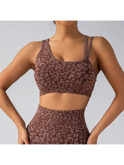 Leopard Asymmetrical One-shoulder Yoga Sets