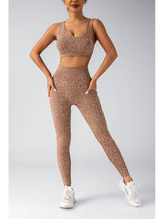 Leopard Asymmetrical One-shoulder Yoga Sets