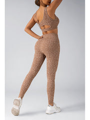 Leopard Asymmetrical One-shoulder Yoga Sets