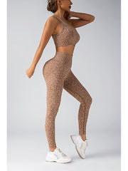 Leopard Asymmetrical One-shoulder Yoga Sets