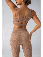 Leopard Asymmetrical One-shoulder Yoga Sets